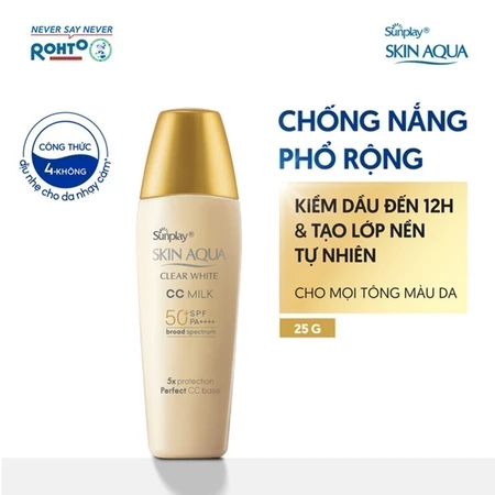 Sữa Chống Nắng Dưỡng Da Tạo Nền Trắng Mịn Sunplay Skin Aqua Clear White CC Milk SPF50 PA++++25Gr
