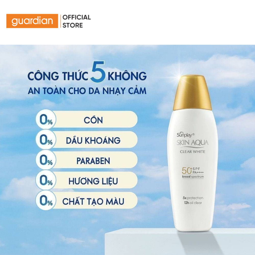 Ảnh Sữa Chống Nắng Hỗ Trợ Dưỡng Da Trắng Mịn Sunplay Skin Aqua Clear White Spf50+ Pa++++ Guardian 55gr 4