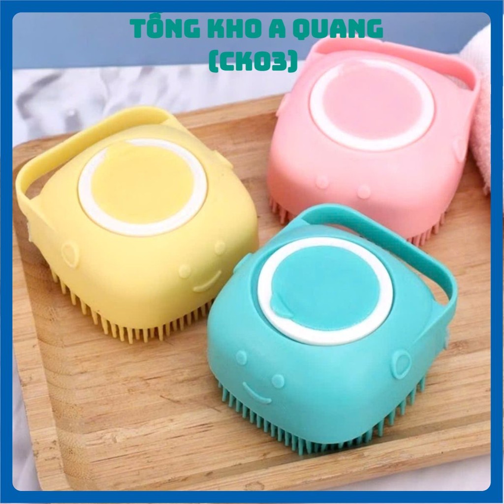 BÔNG TẮM SILICONE,  Cọ Tắm Silicon Hình Vuông Có Ngăn Chứa Sữa Tắm - Bông Tắm Silicon Vệ Sinh Cơ Thể - BONGTAMSILICON3