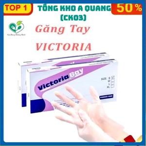 GĂNG TAY CAO SU LÀM BẾP GĂNG VIC L, Hộp 100 Găng Tay Siêu Dai Nấu Ăn Victoria Bay - MA: GANGTAY