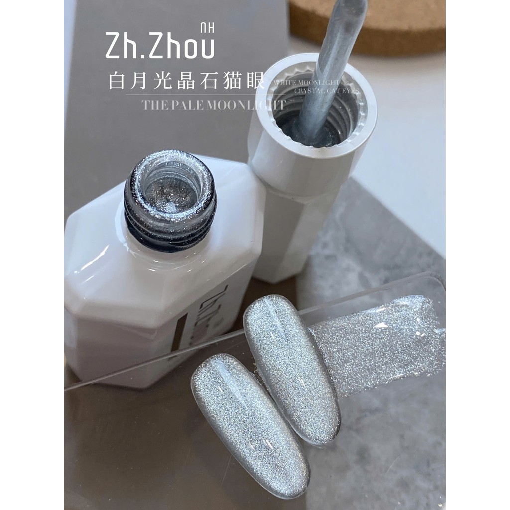 Sơn mắt mèo trắng nền trong , sơn mắt bạc nền trong ,sơn mắt mèo kim cương bạc cao cấp Zh.Zhou
