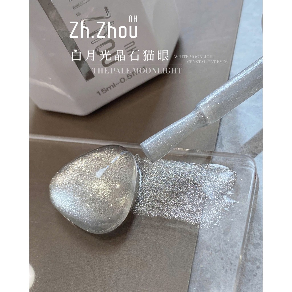 Sơn mắt mèo trắng nền trong , sơn mắt bạc nền trong ,sơn mắt mèo kim cương bạc cao cấp Zh.Zhou
