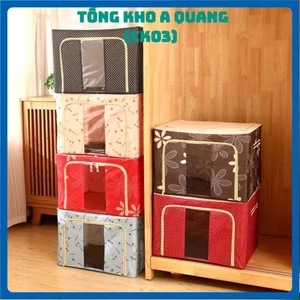 TỦ KHUNG THÉP, Túi Đựng Quần Áo Chăn Màn Khung Thép Dày 3mm Vải Oxford Cỡ Lớn 66L, Gấp Gọn Tiện Lợi TD019