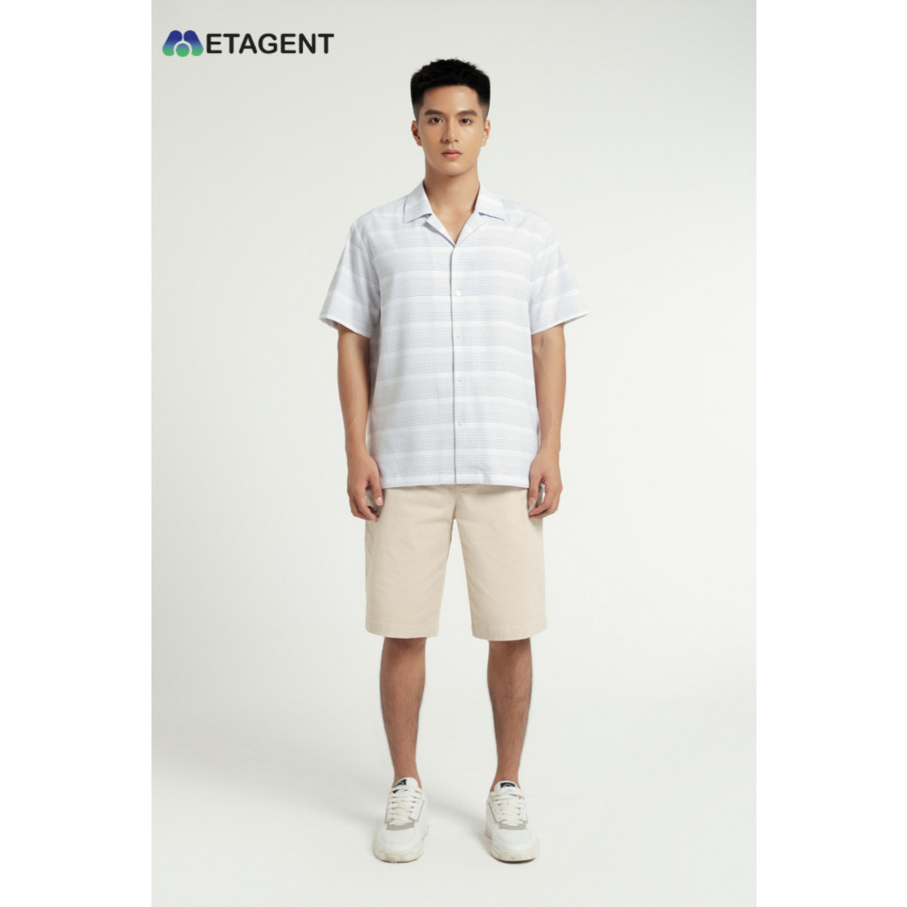 Ảnh Áo Cuban họa tiết kẻ nam Metagent MS 16E3545 1