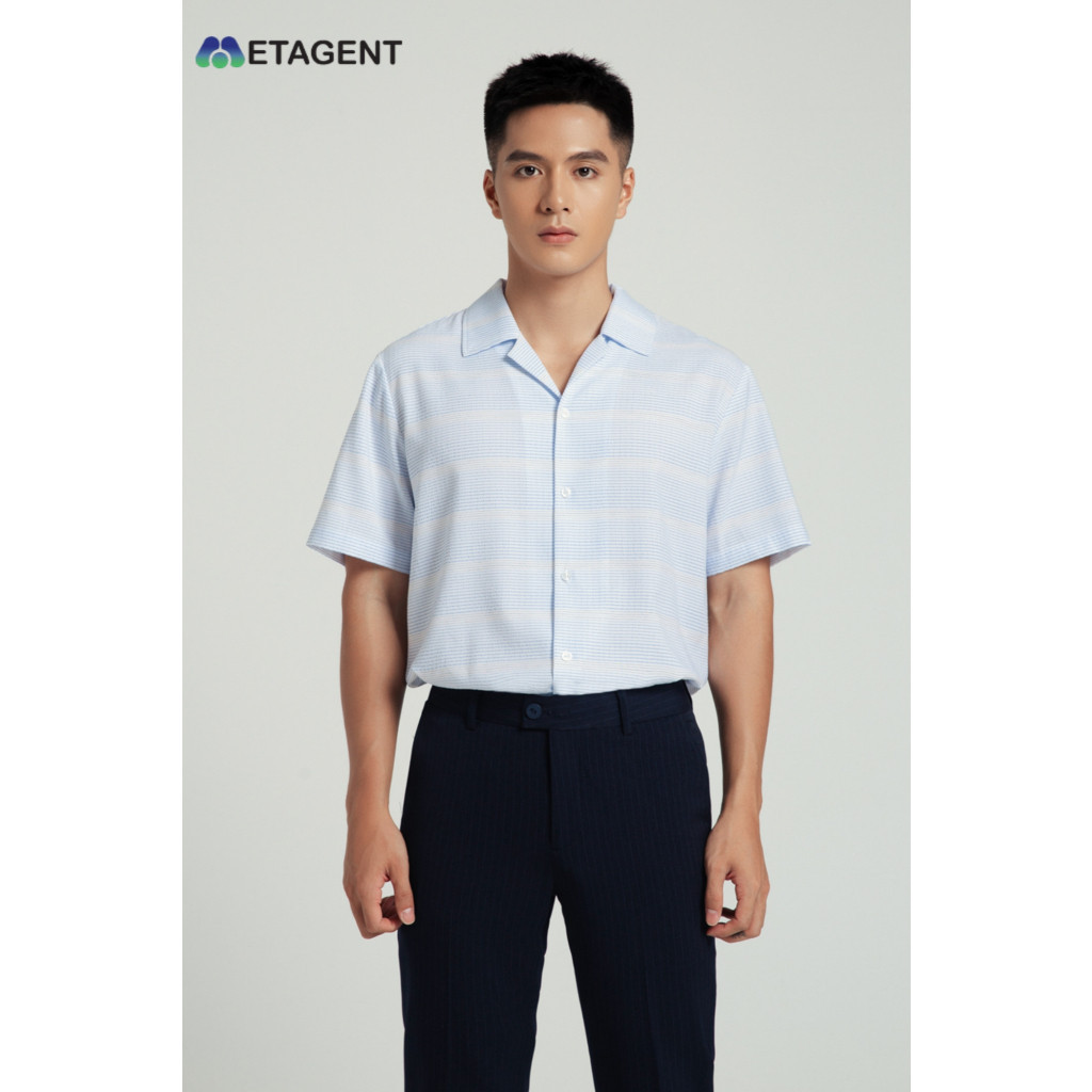 Ảnh Áo Cuban họa tiết kẻ nam Metagent MS 16E3545 4