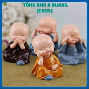 BỘ 4 TƯỢNG CHÚ TIỂU NGỘ NGHĨNH - Tượng Để Bàn & Kệ Trang Trí,Set Tượng Chú Tiểu Hòa Thượng Chất Liệu Gốm Sứ Cao Cấp