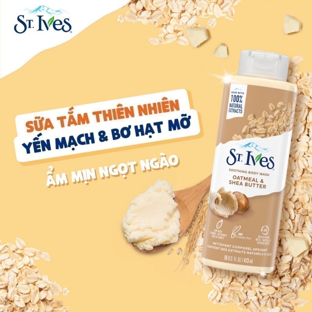 Ảnh Combo Sữa tắm St.ives Yến mạch và bơ 650ml và Sữa dưỡng thể St.Ives Yến mạch và bơ 621ml 3