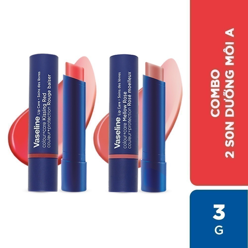Ảnh Combo 02 Son dưỡng môi Vaseline Colour+Care Mellow Rose & Kissing Red 3g 2
