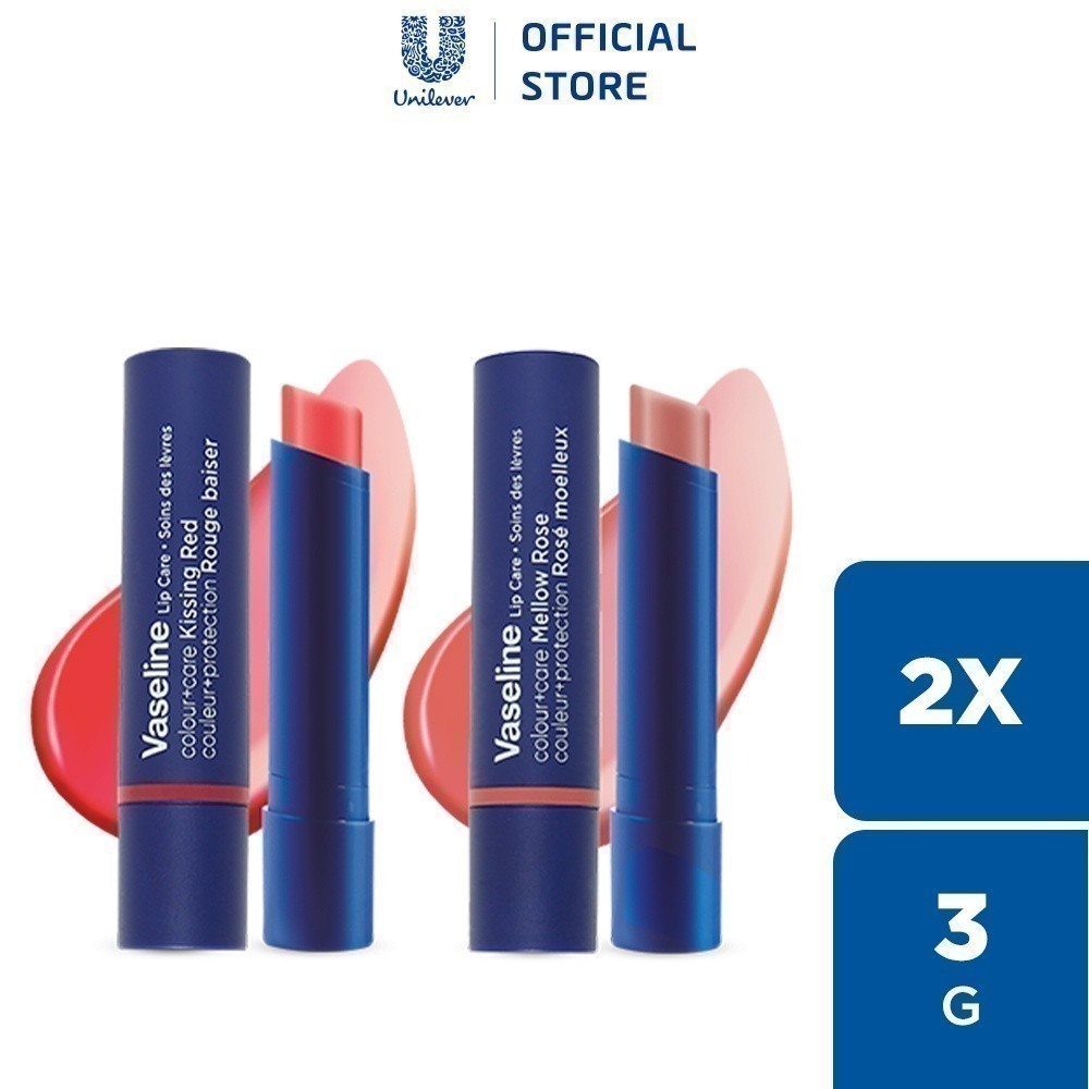 Ảnh Combo 02 Son dưỡng môi Vaseline Colour+Care Mellow Rose & Kissing Red 3g 1