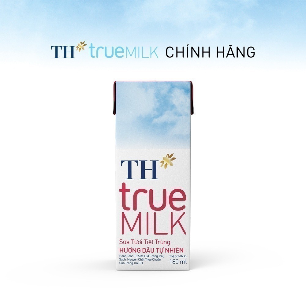 [LIVE STREAM] Thùng 48 hộp sữa tươi tiệt trùng TH true MILK hương dâu tự nhiên 180 ml (180 ml x 48)