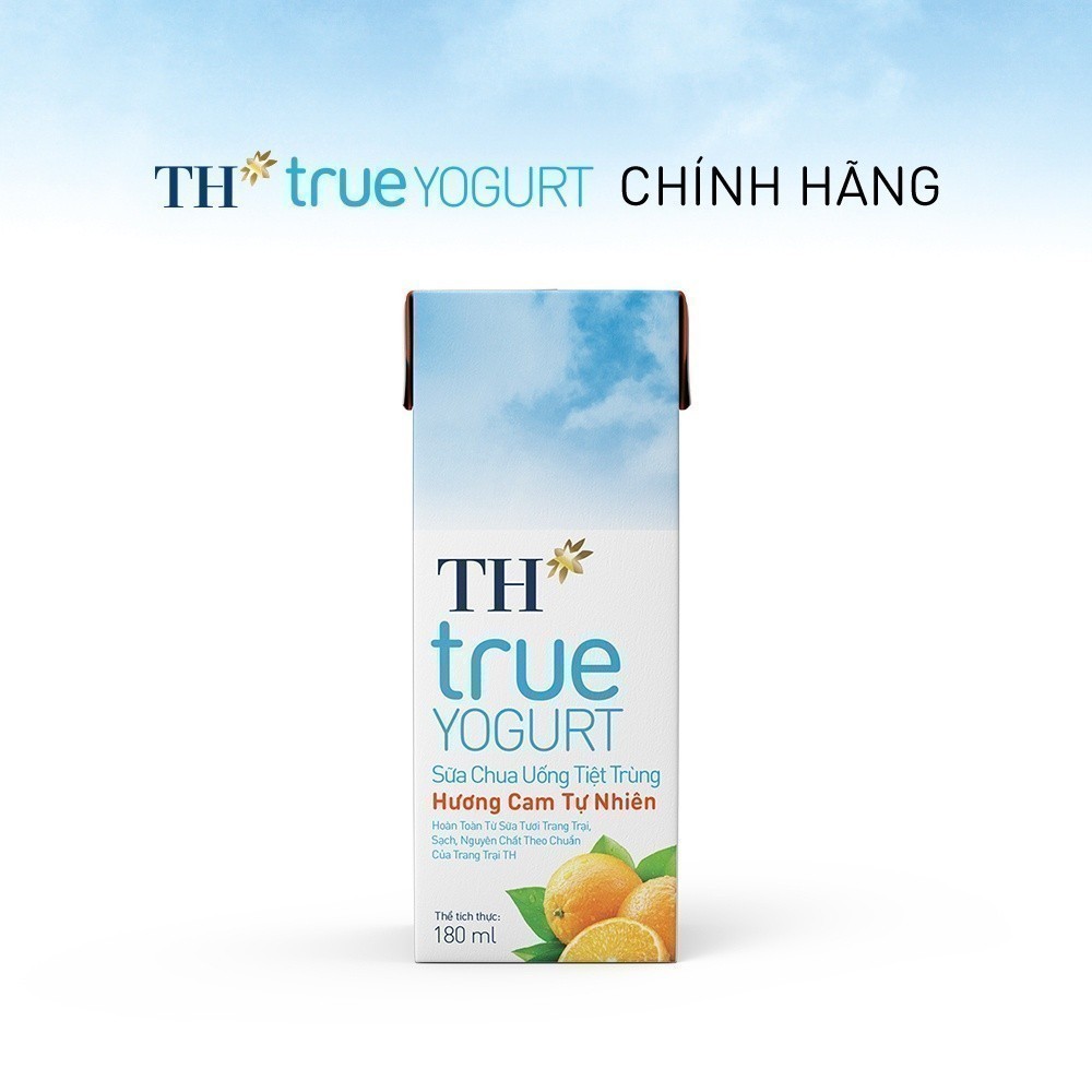Thùng Sữa Chua Uống Tiệt Trùng TH True Yogurt milk Hương Cam 180ml (48 Hộp)