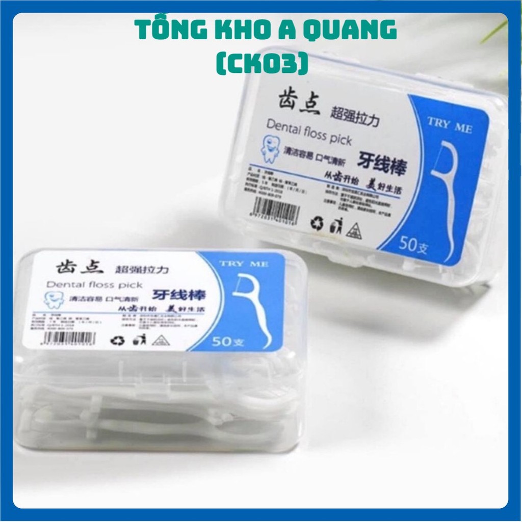 Tăm Chỉ Nha Khoa - Hộp 50 Cái - Tiệt Trùng Vệ Sinh Răng Miệng Chất Lượng Cao  - HÀNG CÓ SẴN