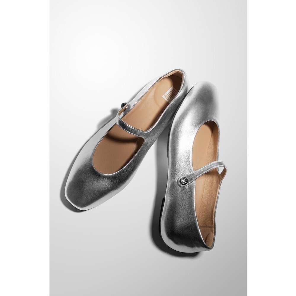 Giày Búp Bê Da Mềm DELICATO Kiểu Mary Janes - Silver - FOT - IH4-011