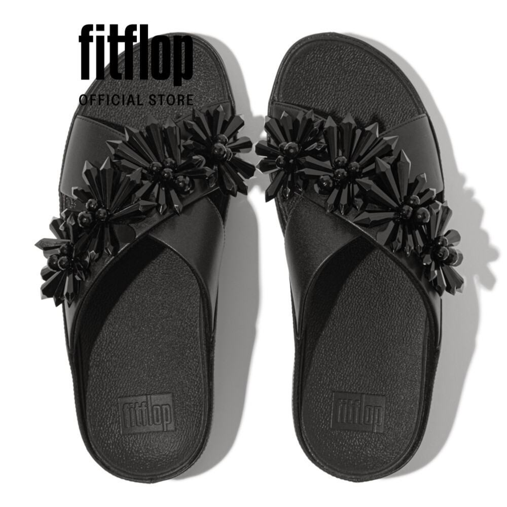 Dép Xăng Đan Nữ FitFlop Kim Loại RUMBA Starburst Chéo - Black - FOT - ID8-001