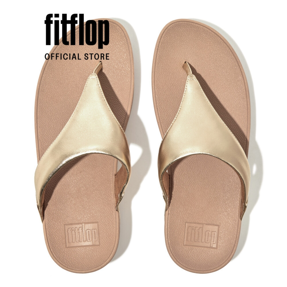 Dép Xỏ Ngón Nữ FitFlop LULU Leather Toepost - Platino - FOT - I88-675