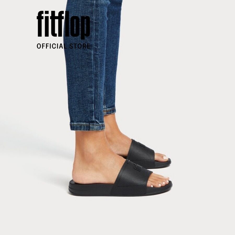 Dép Quai Ngang Nữ FitFlop IQUSHION - All Black - FOT - EQ3-090