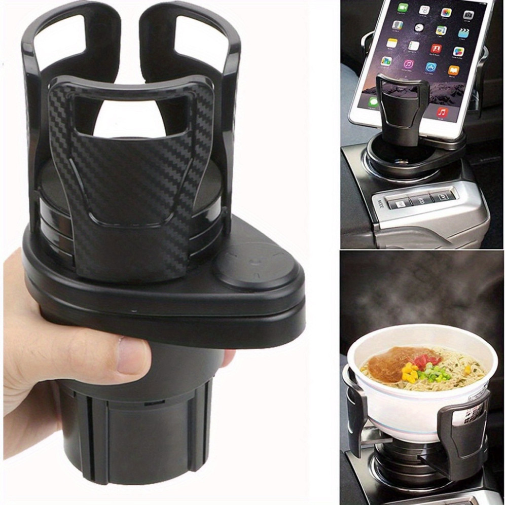 Giá Đỡ Cốc Nước trên ô tô 2 Trong 1 Có Thể Điều Chỉnh Xoay 360 Độ Chống Rung Tiện Lợi nms