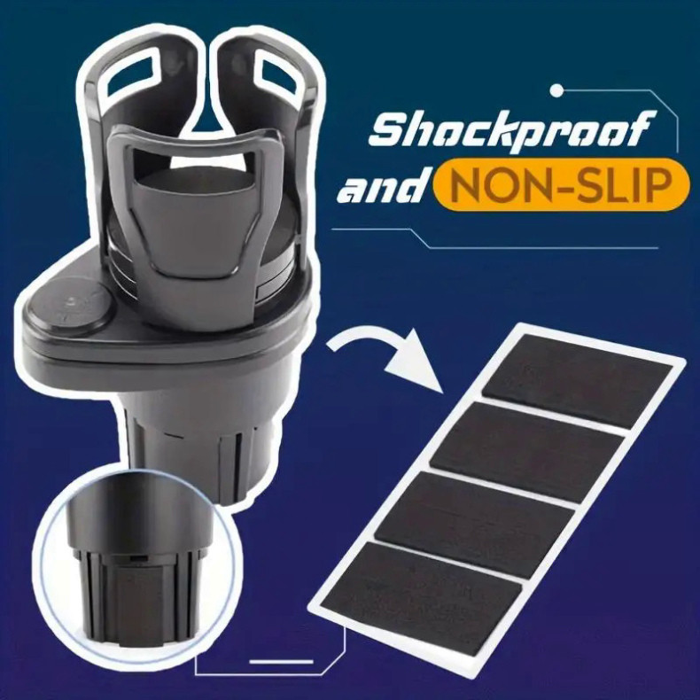 Giá Đỡ Cốc Nước trên ô tô 2 Trong 1 Có Thể Điều Chỉnh Xoay 360 Độ Chống Rung Tiện Lợi nms