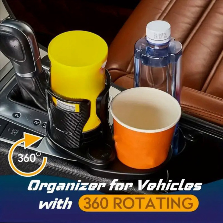 Giá Đỡ Cốc Nước trên ô tô 2 Trong 1 Có Thể Điều Chỉnh Xoay 360 Độ Chống Rung Tiện Lợi nms