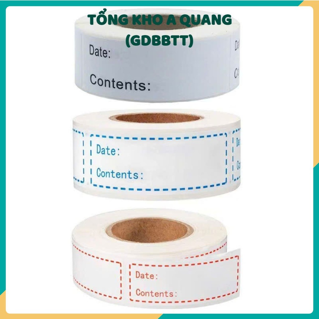 CUỘN GIẤY GHI CHÚ TÊN,NGÀY THÁNG CHO THỰC PHẨM - 125 Giấy Note Thực Phẩm Không Rách,Tem Dán Lọ Gia Vị Chống Nước