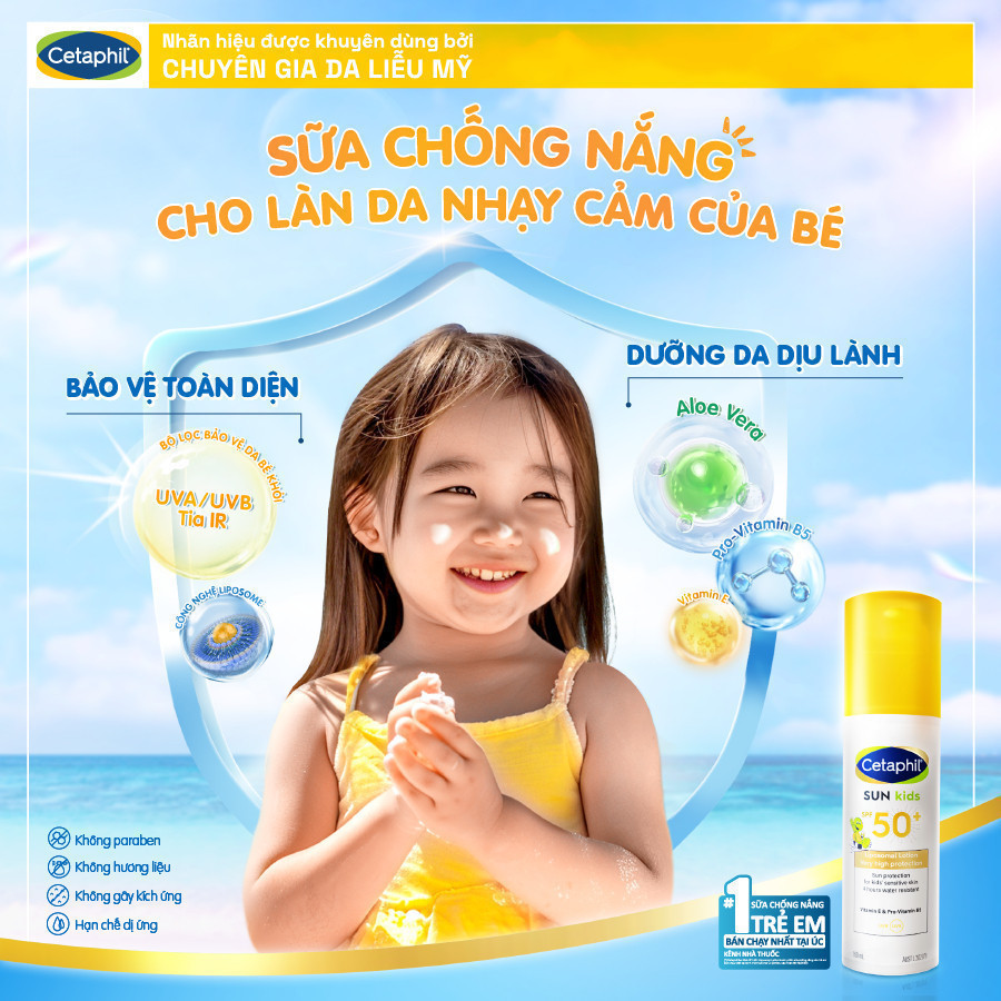 Ảnh Sữa chống nắng dịu lành cho làn da nhạy cảm của bé từ 6 tháng tuổi CETAPHIL BABY SUN KIDS 150ML 2