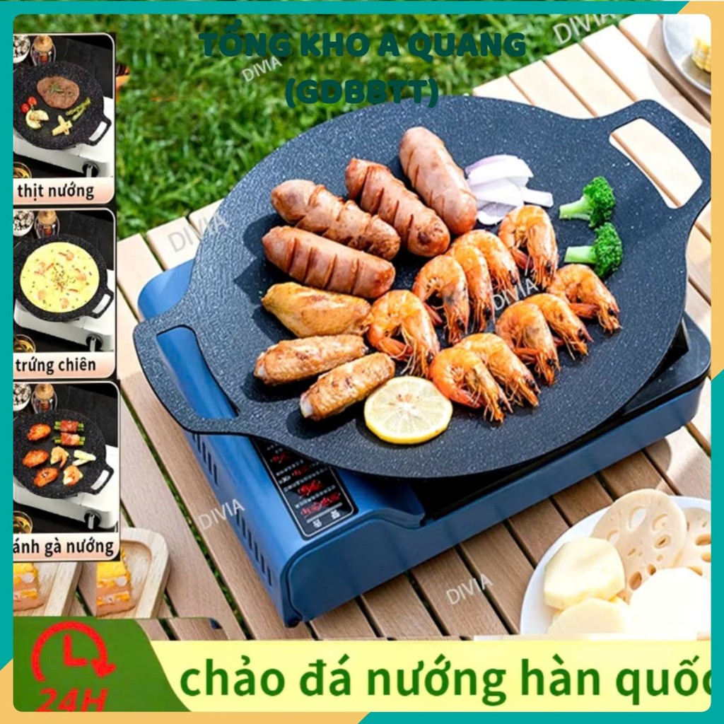 CHẢO GANG SIZE 34 , Chảo đá nướng đá chảo chống dính size 34 cm chảo đá chống dính hàn quốc chao đa nướng chảo nướng đá