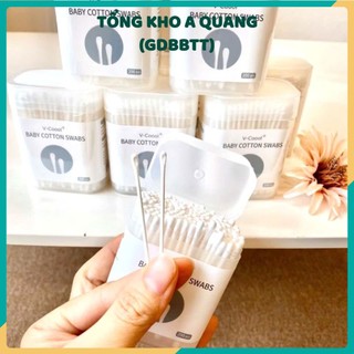 TĂM BÔNG VCOOL CHO BÉ , Bông ngoáy tai cho bé Vcool 2 đầu kháng khuẩn, tăm bông sơ sinh tiện lợi hộp 200 que - TAMBONG59