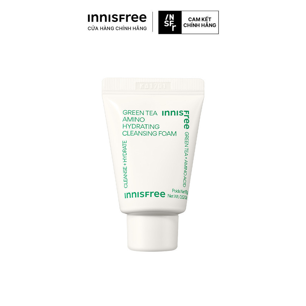 (Quà tặng không bán) Sữa rửa mặt dưỡng ẩm da innisfree Green Tea Amino Cleansing Foam 15g
