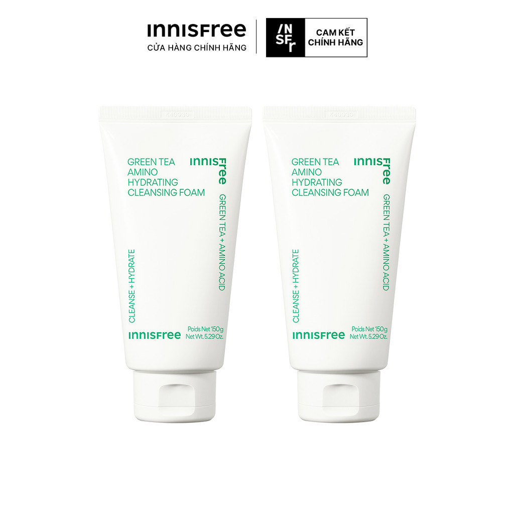 Ảnh Bộ 2 Sữa rửa mặt làm sạch và cấp ẩm từ trà xanh Innisfree Green Tea Hydramino Cleansing Foam 150g 1