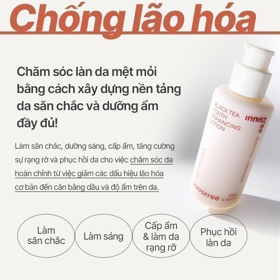 Sữa dưỡng ngăn ngừa lão hóa từ trà đen innisfree Black Tea Youth Enhancing Lotion 170ml