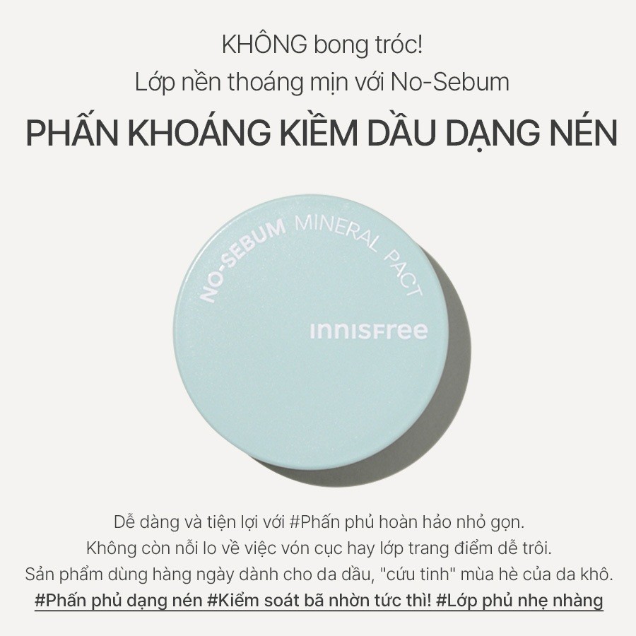 Ảnh Phấn phủ kiềm dầu dạng nén innisfree No Sebum Mineral Pact 8.5g 2