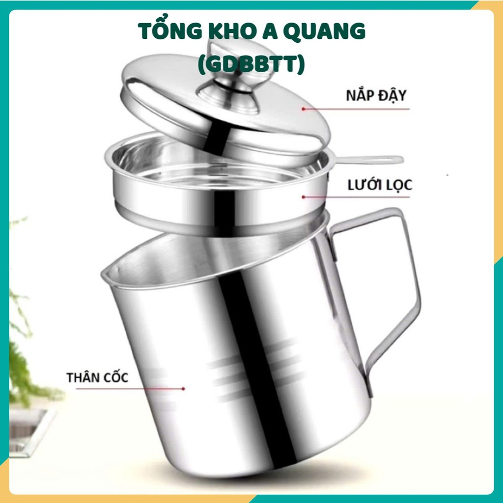 CA LỌC DẦU ĂN,  Ca Lọc Dầu Ăn Inox 304 Có Lưới Lọc Dầu Cực Trong Không Để Lại Cặn - MA: CALOCDAUAN