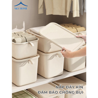 Hộp Nhựa Đựng Đồ Đa Năng Có Nắp Quai Cầm, Hộp Đựng Đồ Quần Áo, Đồ Chơi Chịu Lực Tốt, Thiết Kế Dễ Thương HN01 - NGÓI HOME