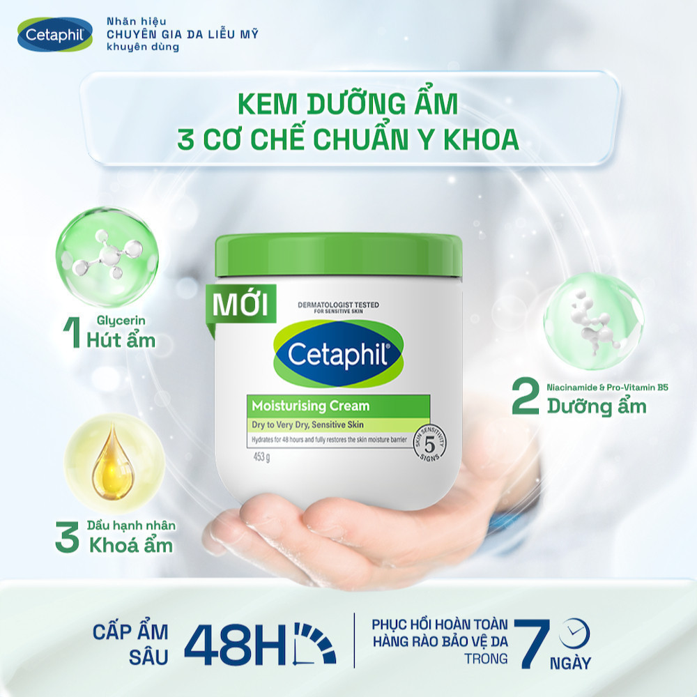 Ảnh Kem dưỡng ẩm cho da nhạy cảm Cetaphil Moisturizing Cream 453g 2