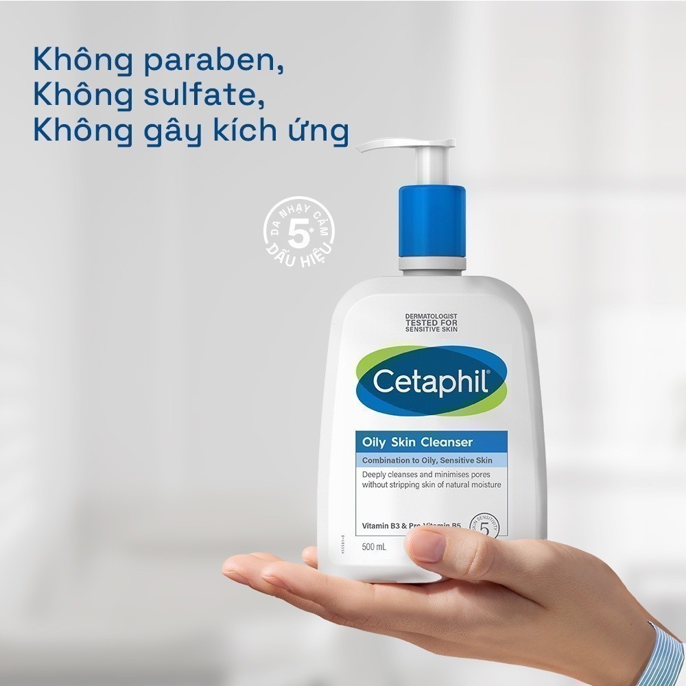 [MỚI] Sữa rửa mặt dịu lành cho da dầu nhạy cảm CETAPHIL OILY SKIN CLEANSER  500ML