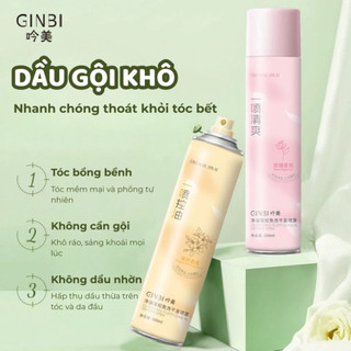 Dầu Gội Khô GINBI 300ml Dạng Xịt 3 Tầng Hương Dưỡng Tóc Tạo Phồng Hút Dầu Không Bết Dính Lưu Hương 24h Life Plus - DG01