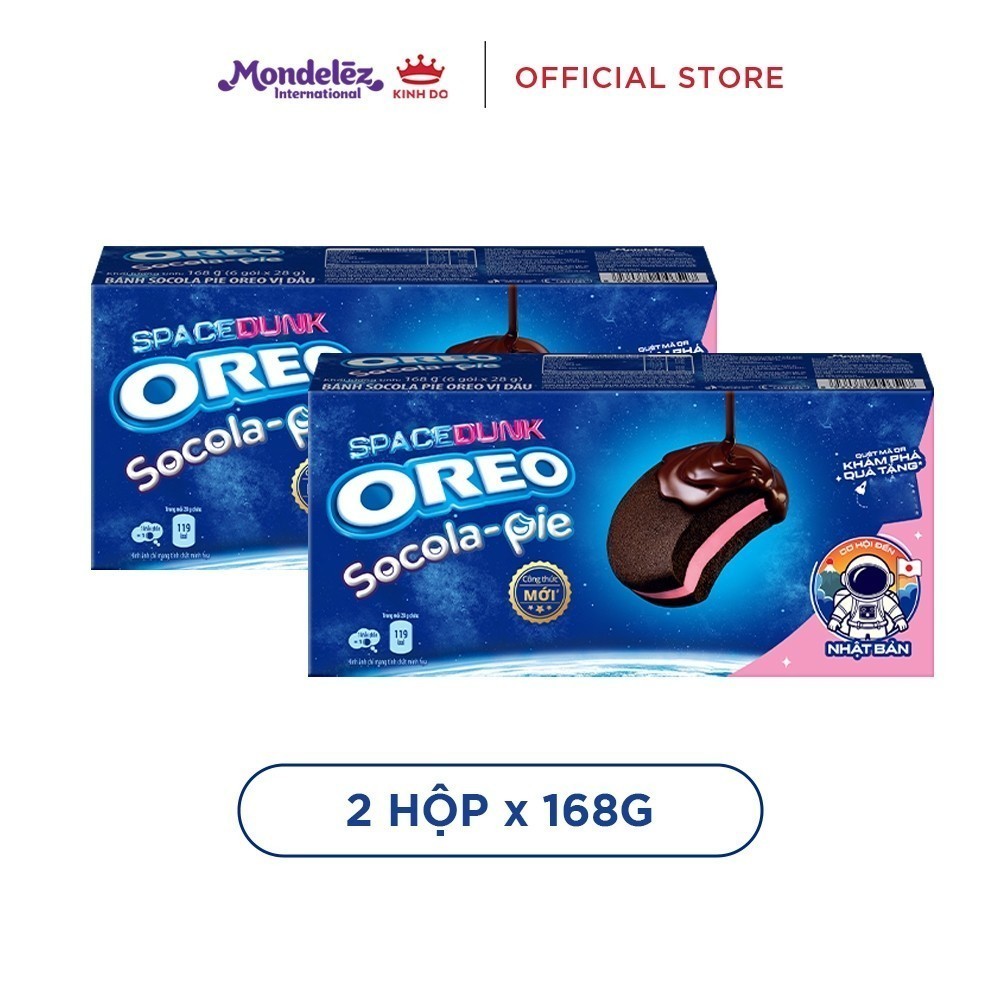 Ảnh Bánh Socola Pie OREO Vị Vani/Dâu , Combo 2 Hộp X 168G - phiên bản OREO Originial/ SPACE DUNK 2
