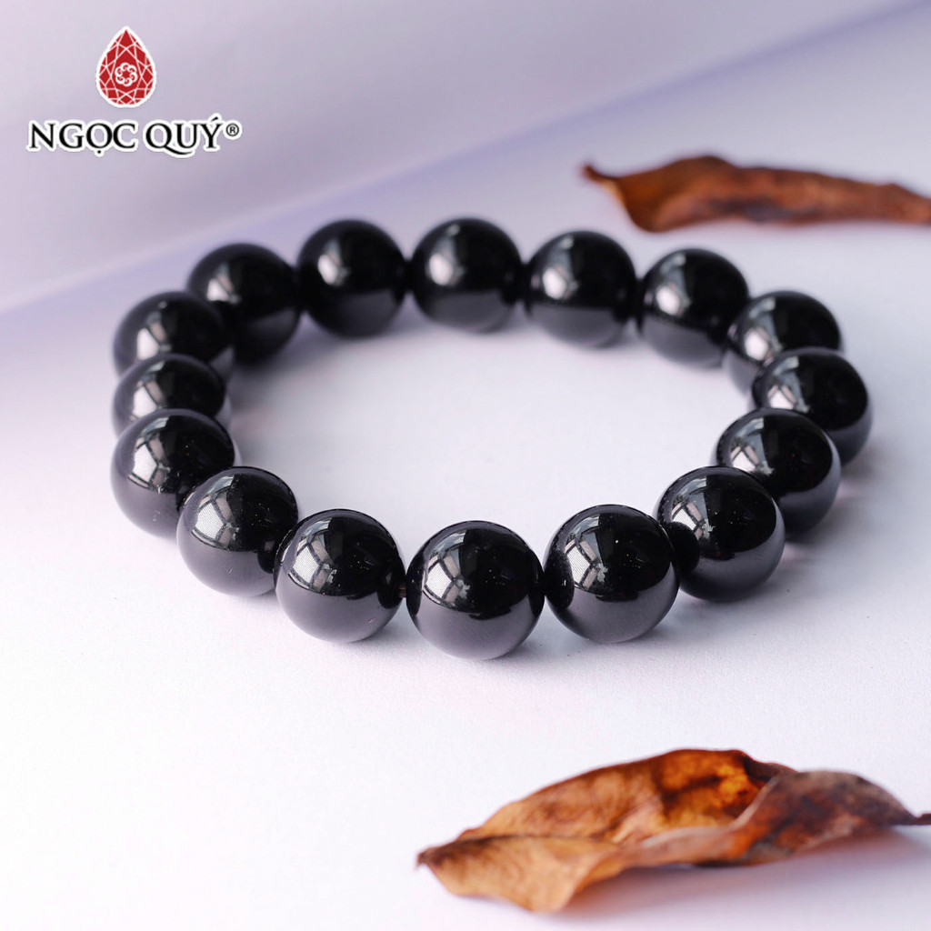 Ảnh Vòng tay đá Obsidian hạt trơn - Ngọc Quý 1