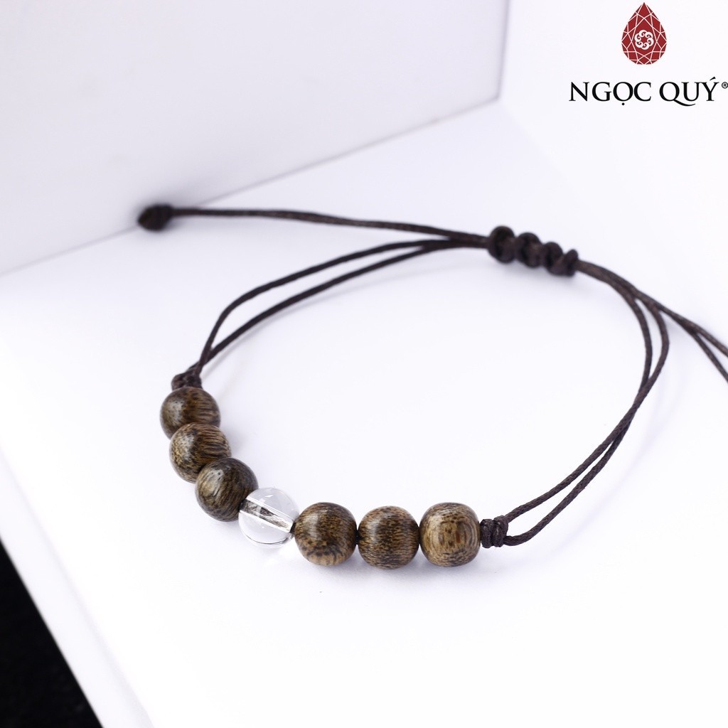 Ảnh Vòng Trầm Hương thắt dây may mắn phối hạt đá thiên nhiên hạt trầm tốc 8mm - Ngọc Quý 2