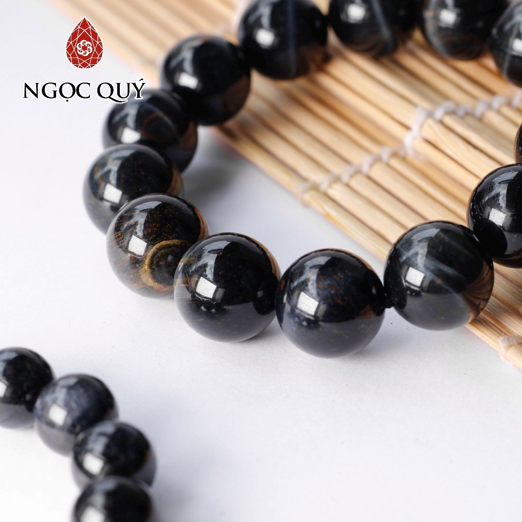 Ảnh Vòng tay đá mắt hổ xanh đen Tiger's Eye mệnh thủy, mộc - Ngọc Quý 2