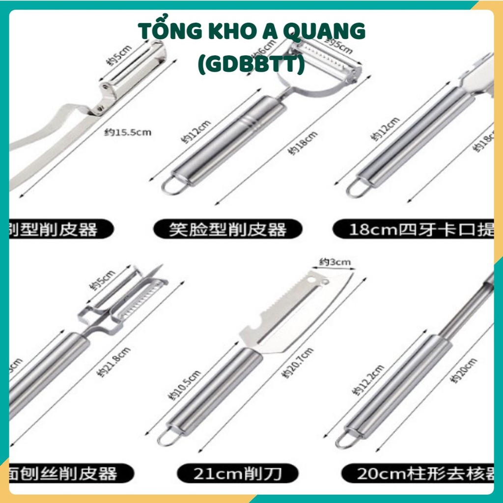 Set 5 Món Dao Đa Năng Cắt Gọt Vỏ Trái Cây, Thái Sợi, Đánh Vảy Cá- Bộ Dụng Cụ Nạo Bào Rau Củ Quả Chất Liệu Inox Không Gỉ