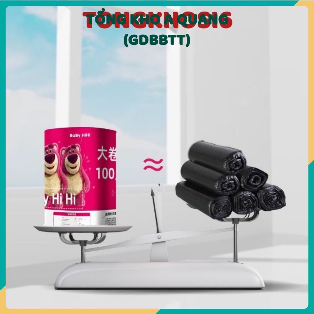 Set 100 Túi Rác Gấu Dâu, Túi Rác Minaier, Túi Rác Có Quai, Túi Rác Có Dây Rút Dai, Túi Đựng Rác Chống Rò Rì Nước