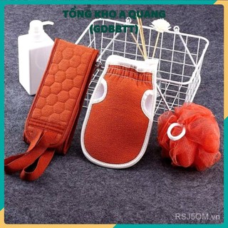 SET 3 MÓN ĐỒ TẮM,  Bộ bông tắm, sét khăn tắm, cọ lưng, 3 trong 1 tiện dụng dùng nhà tắm màu ngẫu nhiên-MA: BONGTAM