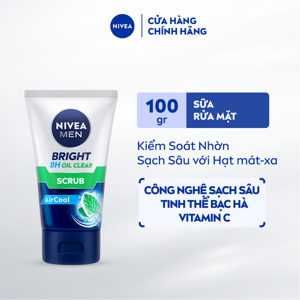 Ảnh Sữa Rửa Mặt NIVEA MEN Bright Oil Clear Scrub Kiểm Soát Nhờn | Chứa Hạt Mát-xa (100 g) - 88880 1