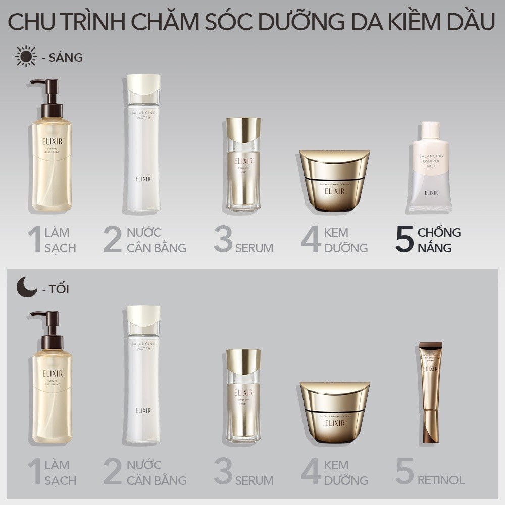 Sữa chống nắng dưỡng da nâng tông kiềm dầu Elixir Reflet Balancing Oshiroi Milk C 35g