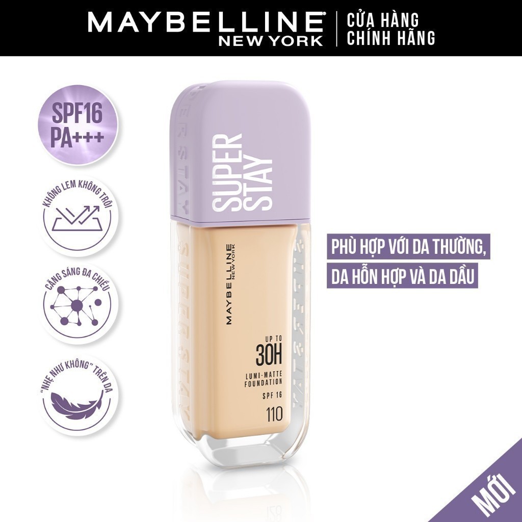 Ảnh Kem nền bắt sáng Superstay Lumi Matte 30H che phủ siêu nhẹ mặt Maybelline New York 35ml [MỚI] 2