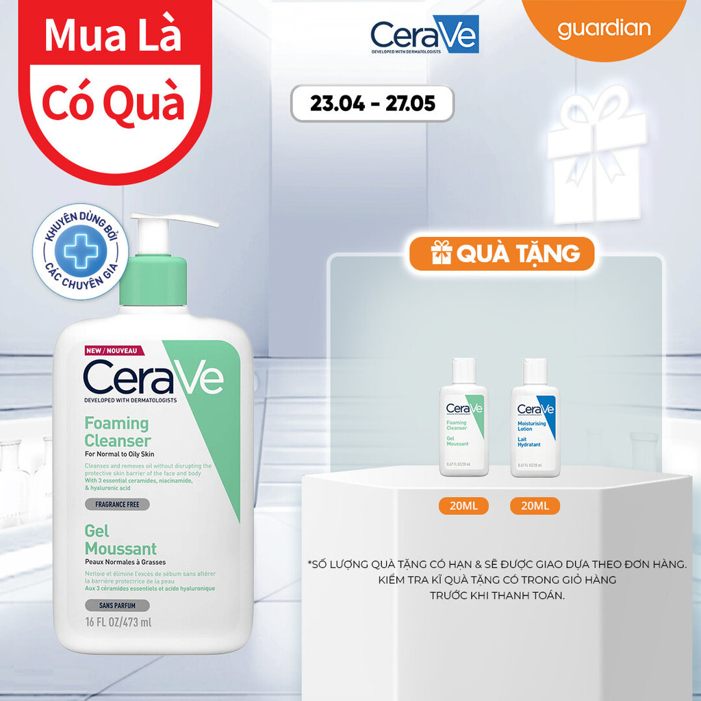 Ảnh Sữa Rửa Mặt Tạo Bọt Cerave Foaming Cleanser Sạch Sâu Cho Da Thường Đến Da Dầu 473Ml 1