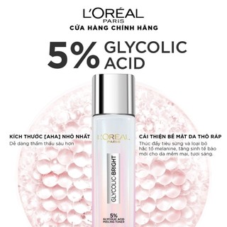 Nước Dưỡng Thúc Đẩy Tái Tạo Da, Làn Da Trông Sáng Và Căng Mịn L’Oreal Paris Glycolic Bright Peeling Toner 128Ml