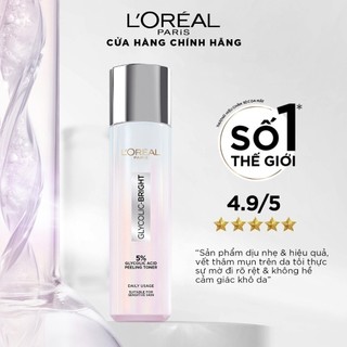 Nước Dưỡng Thúc Đẩy Tái Tạo Da, Làn Da Trông Sáng Và Căng Mịn L’Oreal Paris Glycolic Bright Peeling Toner 128Ml