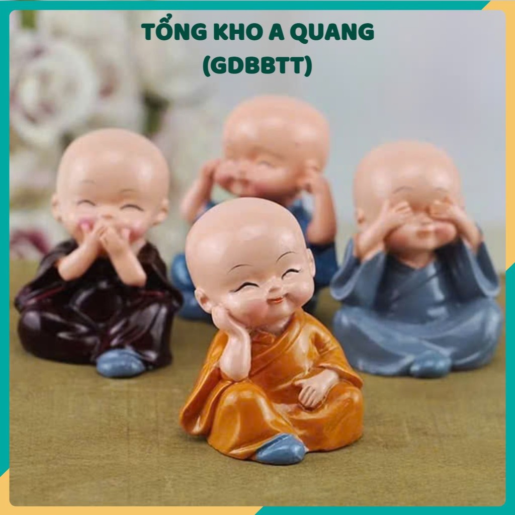 BỘ 4 TƯỢNG CHÚ TIỂU NGỘ NGHĨNH - Tượng Để Bàn & Kệ Trang Trí,Set Tượng Chú Tiểu Hòa Thượng Chất Liệu Gốm Sứ Cao Cấp